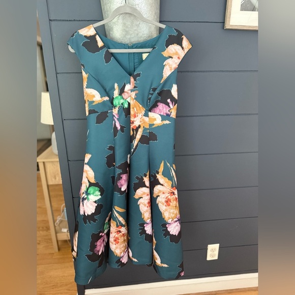 Anthropologie Moulinette Soeurs Baikal Floral Teal Dress size 10 - Picture 1 of 5